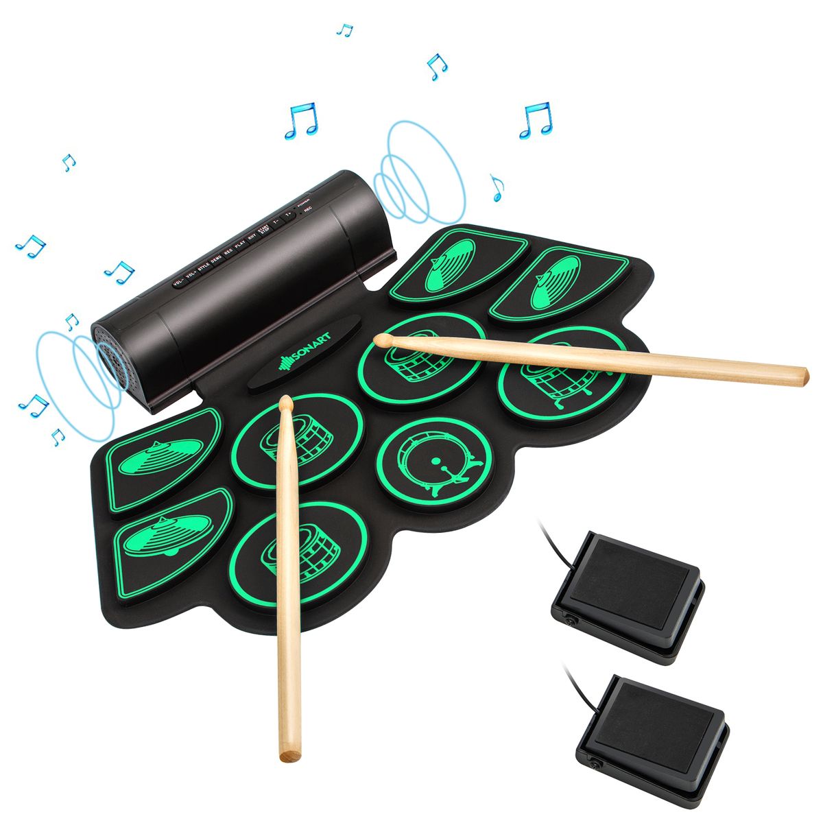 9 Pad Electronic Drum Set  - Green