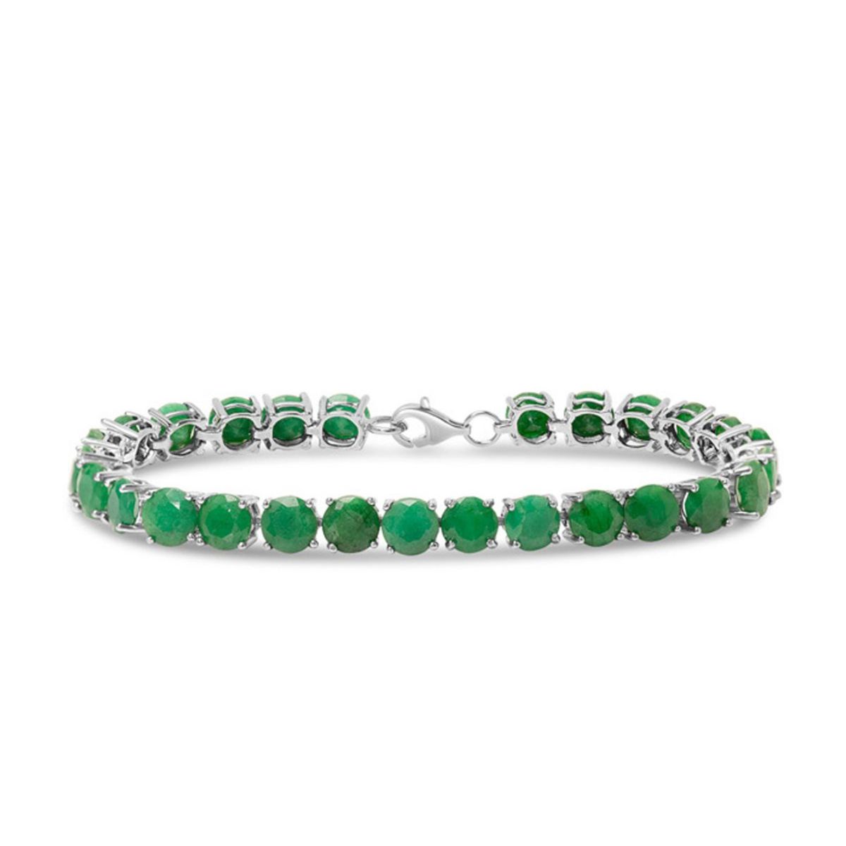 20 Carat Gemstone Tennis Bracelet in Sterling Silver - 20 Carat Emerald Tennis Bracelet In SS