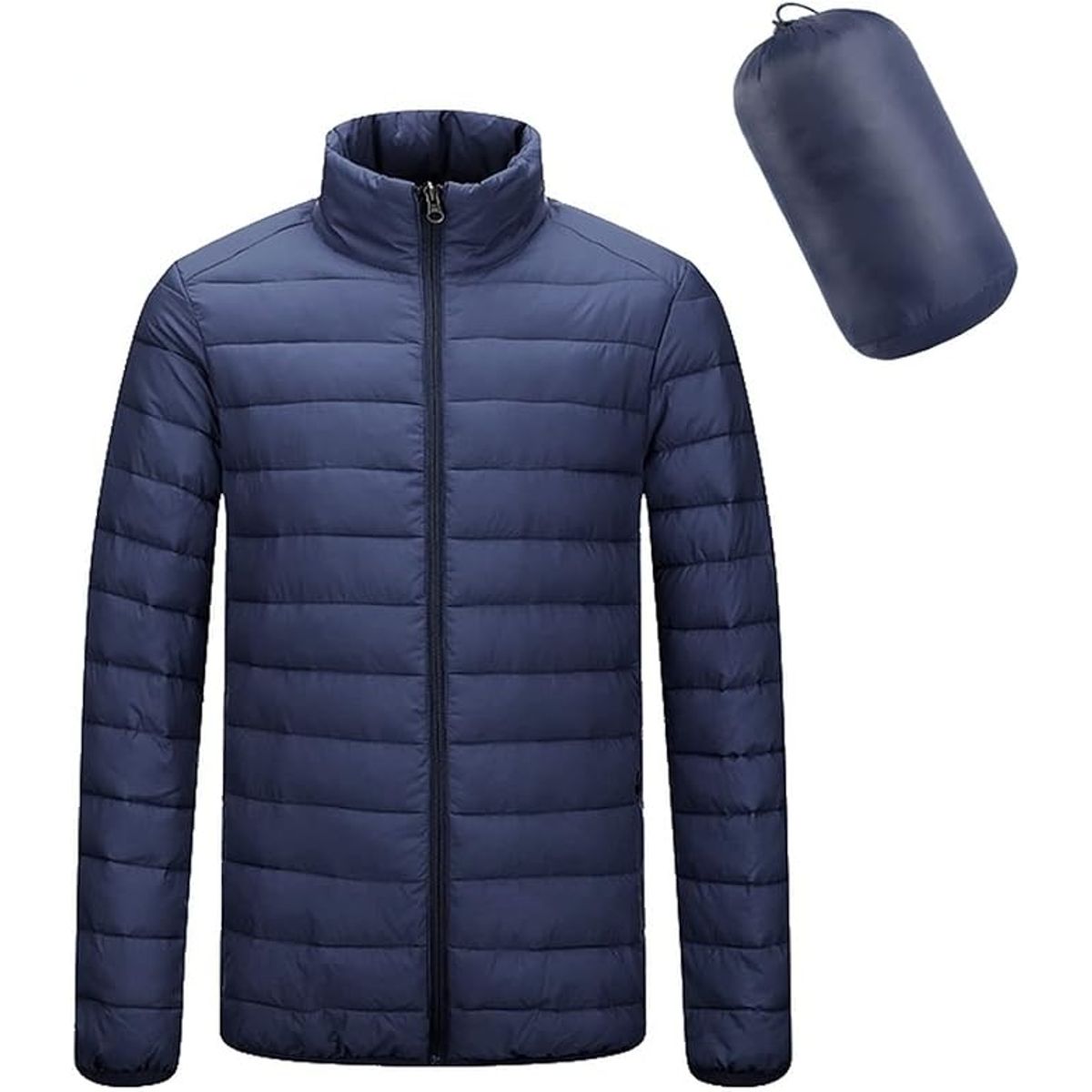 Men's Winter Puffer Down Jacket - Navy Blue-L