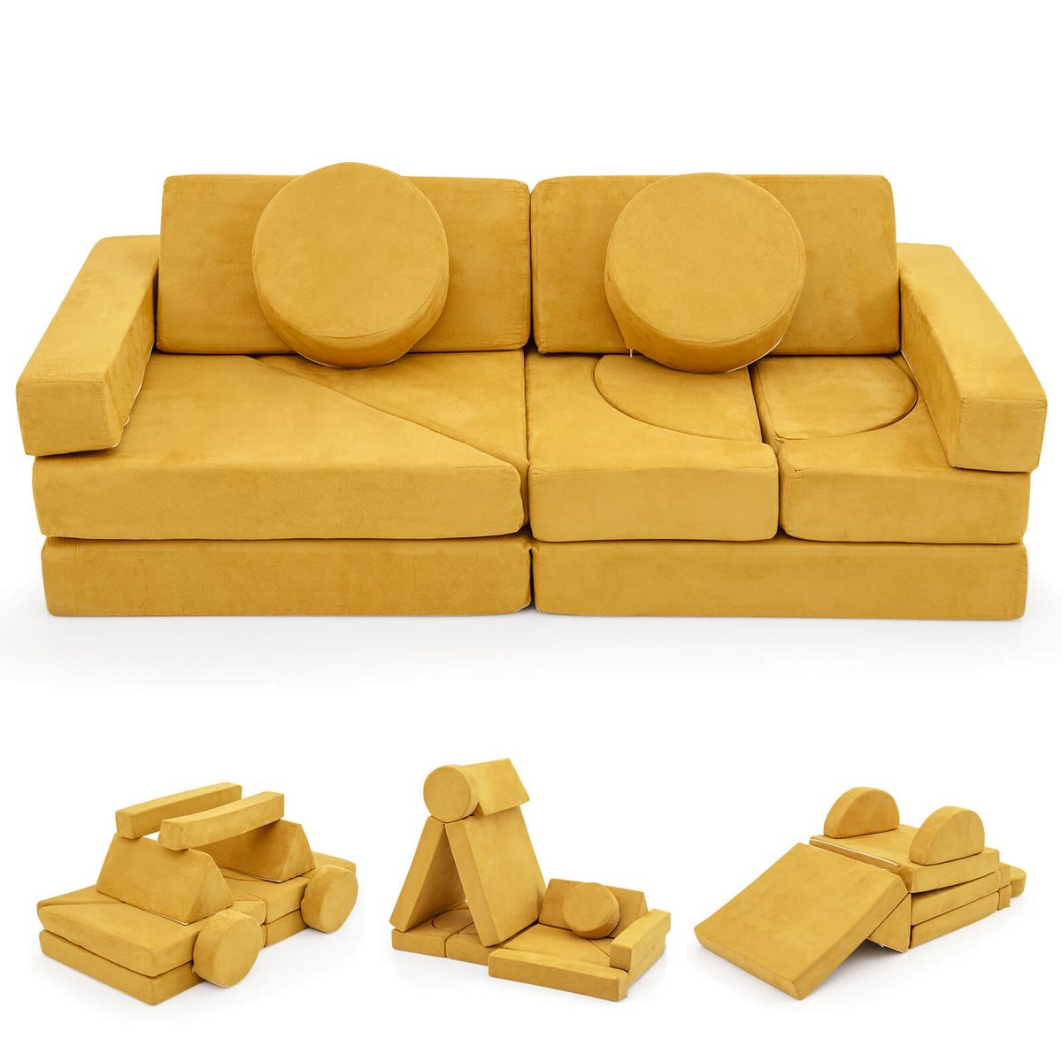 Kids' Modular Play Sectional Sofa (14 Pieces) - Yellow