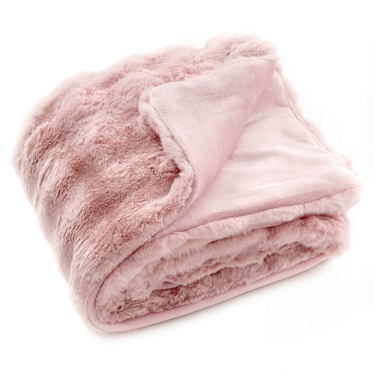 Bubble Faux Rabbit Fur Throw Blanket - Pink