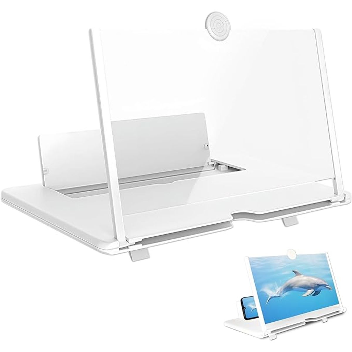 3D HD Mobile Projector Screen Stand for Movies and Videos - White