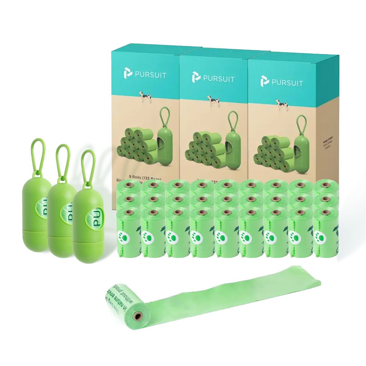 Pursuit Biodegradable Waste Bags - 27Rolls(405Bags)