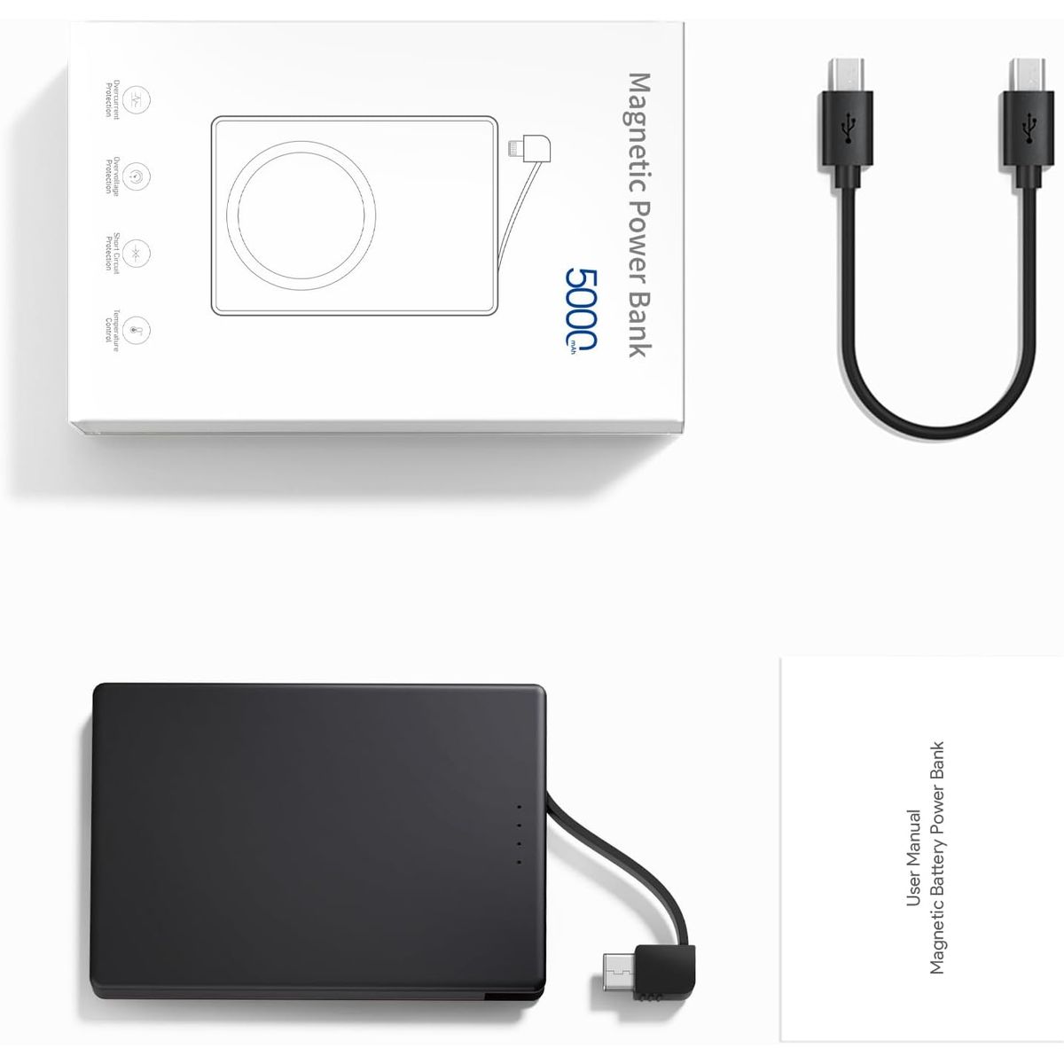 5000mAh Magsafe Power Bank Charger - Black with USB-C / 1PC