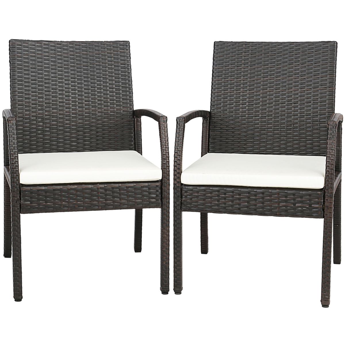 2- or 4-Piece Patio Wicker Dining Armchair Set with Soft Zippered Cushion - 2PCS Wicker Dining Chairs