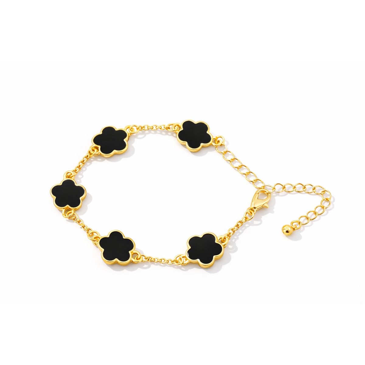 18K Gold Plated Clover Charm Bracelet - Clover Bracelet BLACK