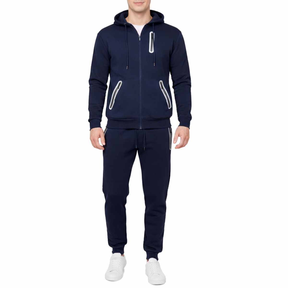 Men&rsquo;s Fleece-Lined Full-Zip Hoodie & Jogger Set - VMFP-ZP - VMFHZP-02-NV - S