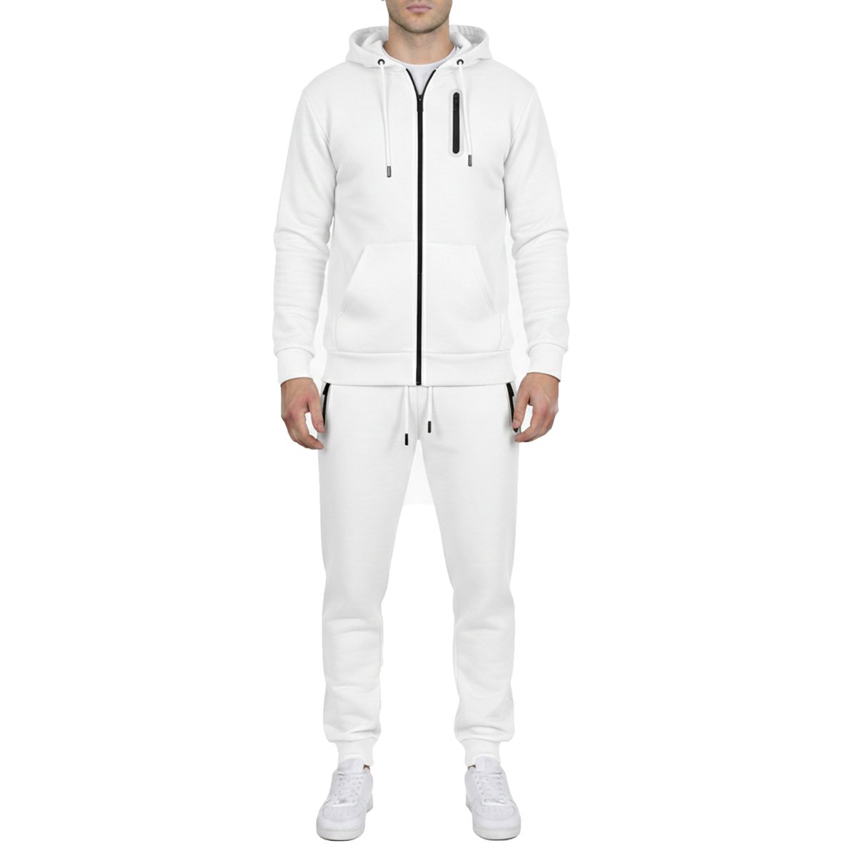 Men&rsquo;s Fleece-Lined Full-Zip Hoodie & Jogger Set - VMFP-ZP - VMFHZP-01-WH - S