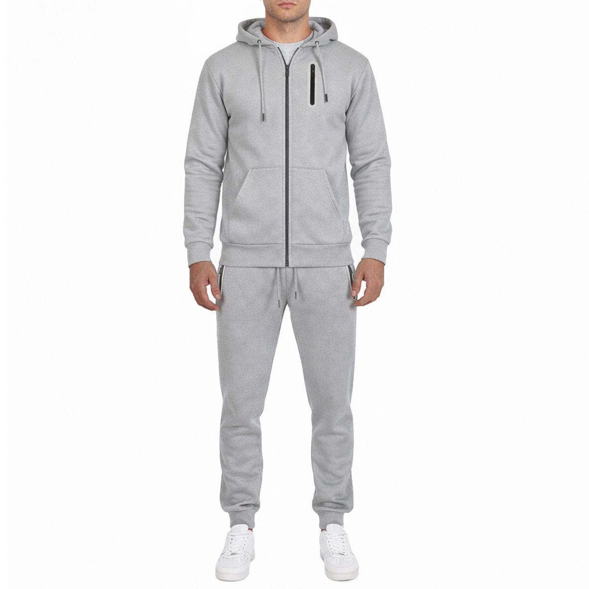 Men&rsquo;s Fleece-Lined Full-Zip Hoodie & Jogger Set - VMFP-ZP - VMFHZP-01-SV - 3XL