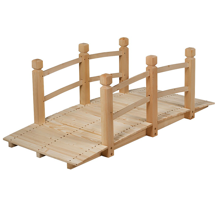 5-Foot Outdoor Wooden Garden Bridge - Natural