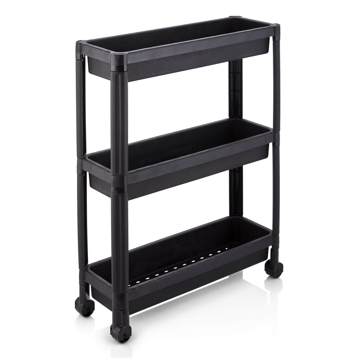 3-Tier Slim Rolling Storage Cart (2-Pack) - Black