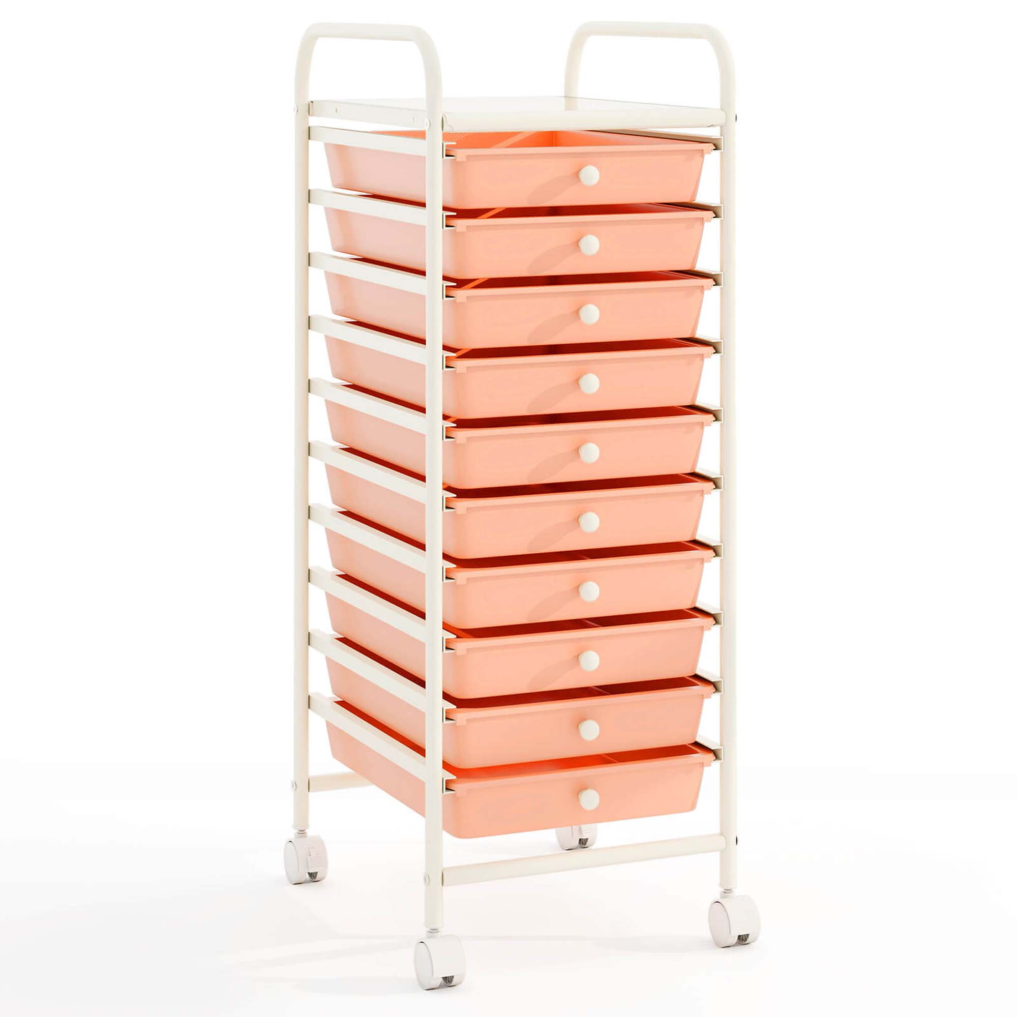 Rolling 10-Drawer Storage Cart - Skin Pink