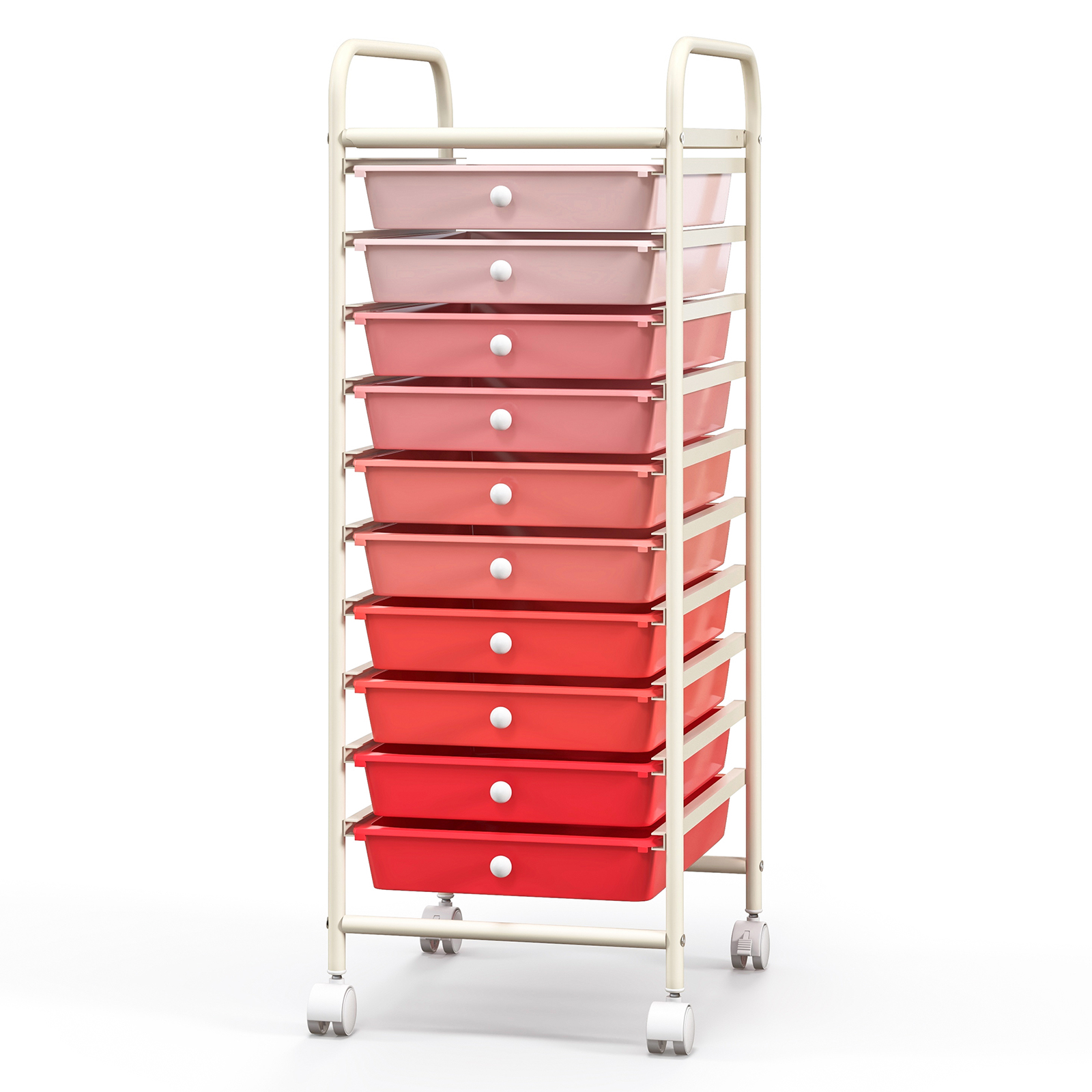Rolling 10-Drawer Storage Cart - Gradient Pink