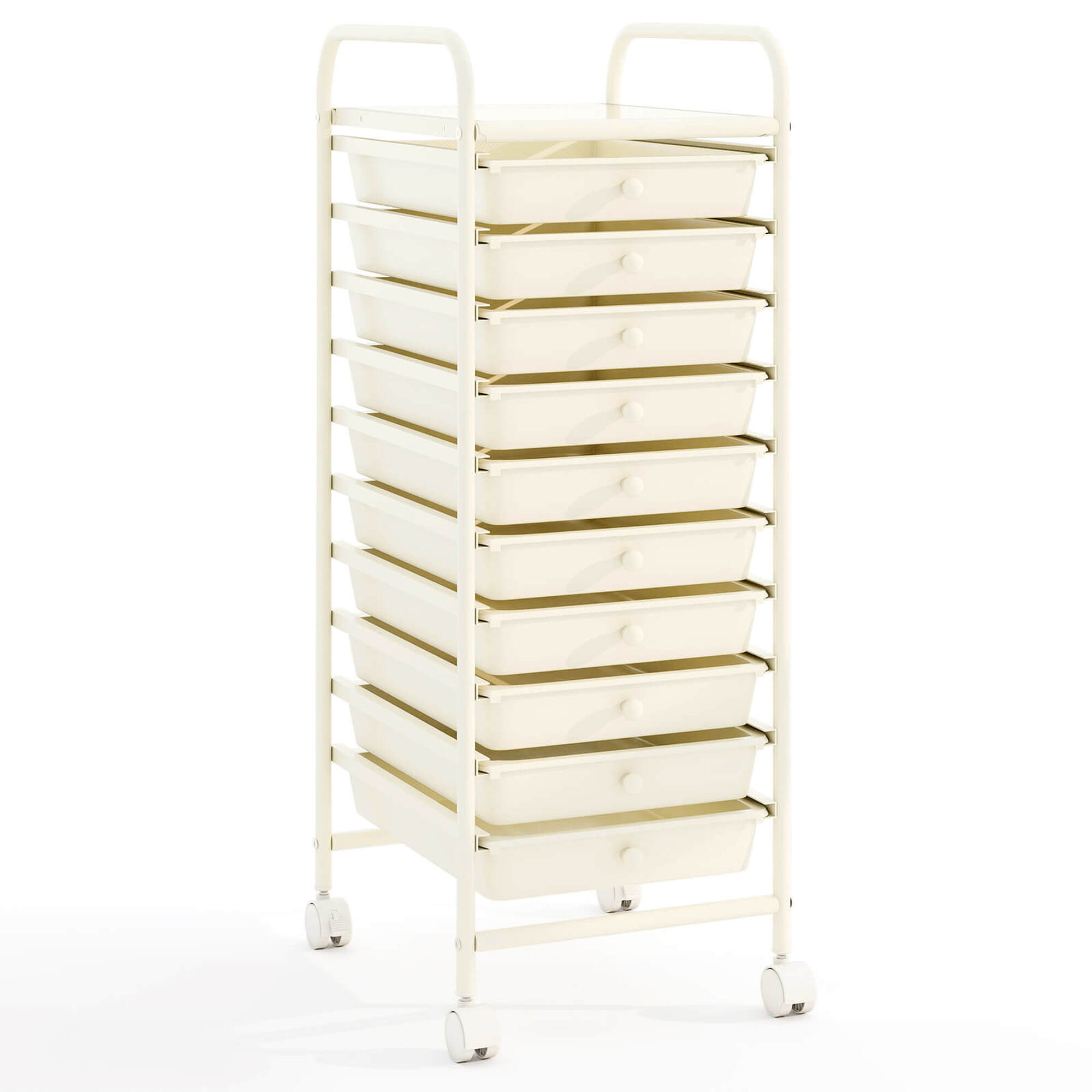 Rolling 10-Drawer Storage Cart - White