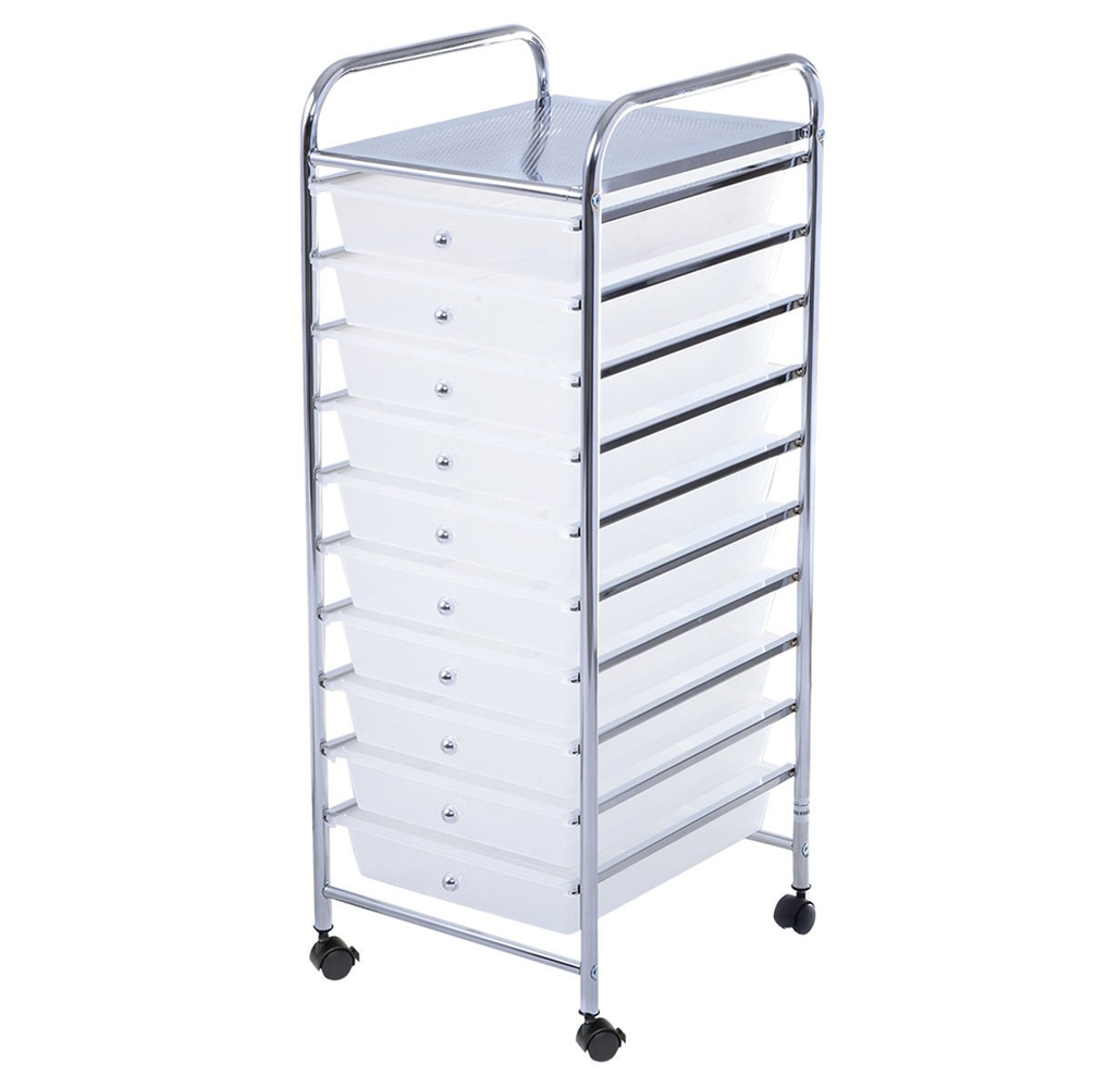 Rolling 10-Drawer Storage Cart - Clear