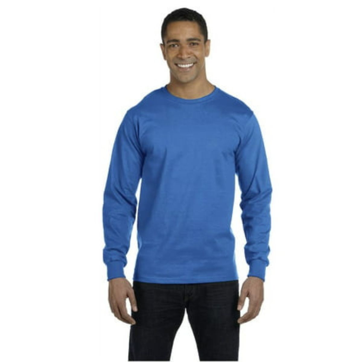 Hane ComfortSoft Cotton Long-Sleeved T-Shirt - Blue Bell Breeze