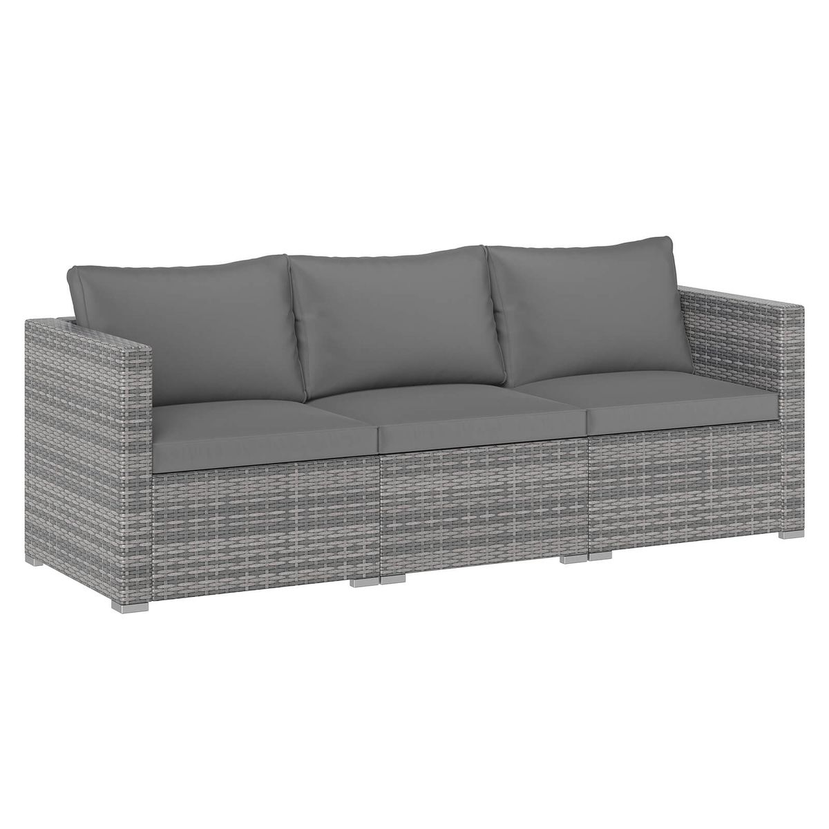 3-Piece Patio Sectional Sofa Set with Cushions - Gray + Mix Gray