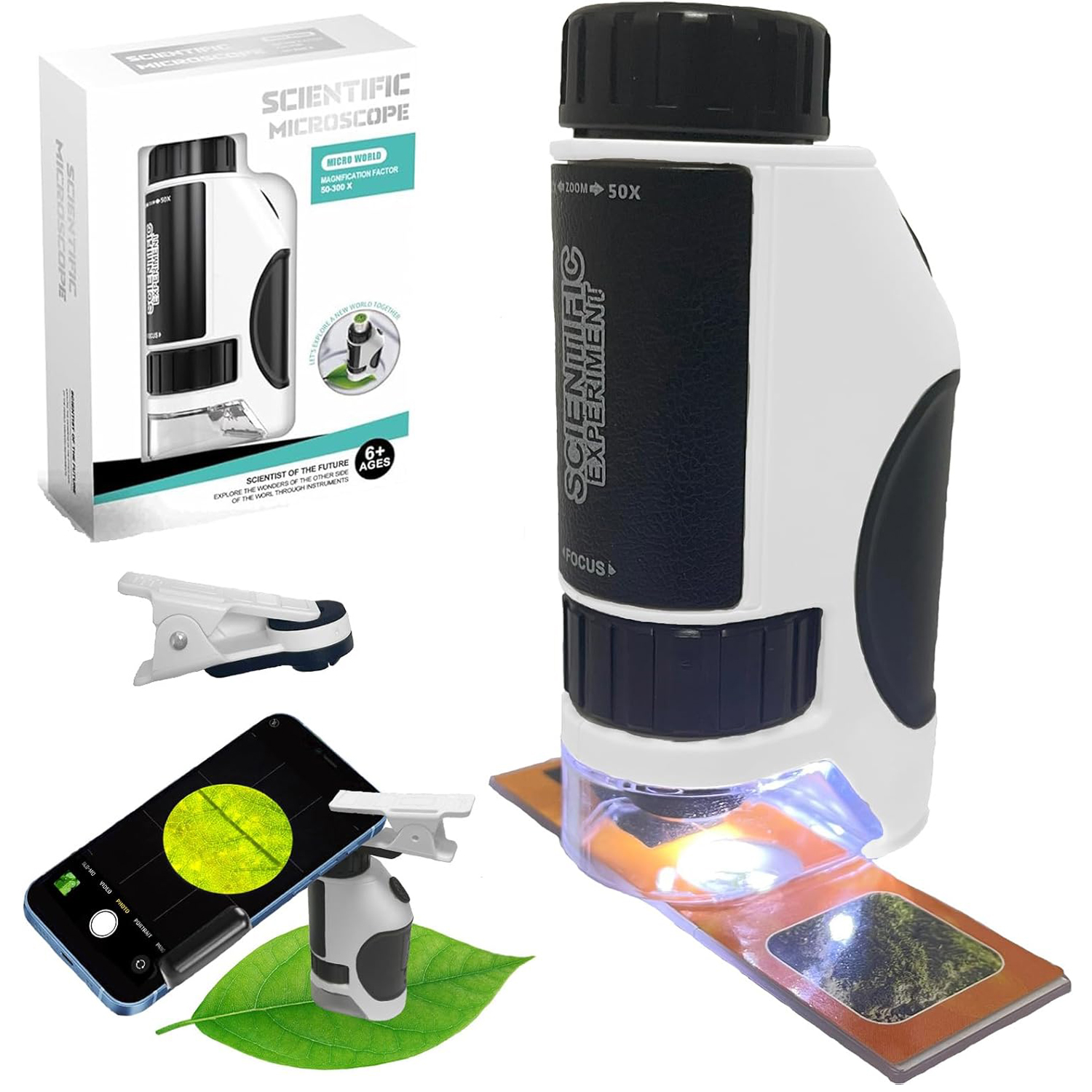 Kids' 300x Zoom Pocket Microscope - Black