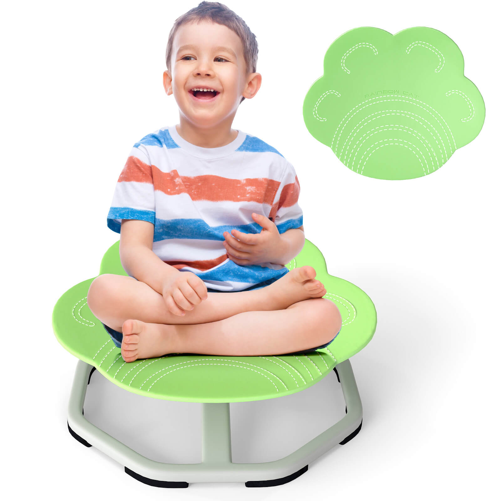Kids Sensory Swivel Chair with Non-Slip Foot Pads - Green