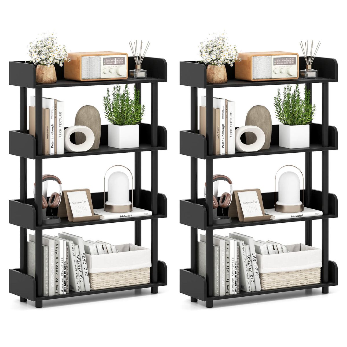 4-Tier Bookshelf with Anti-Tipping Kit - Black-2