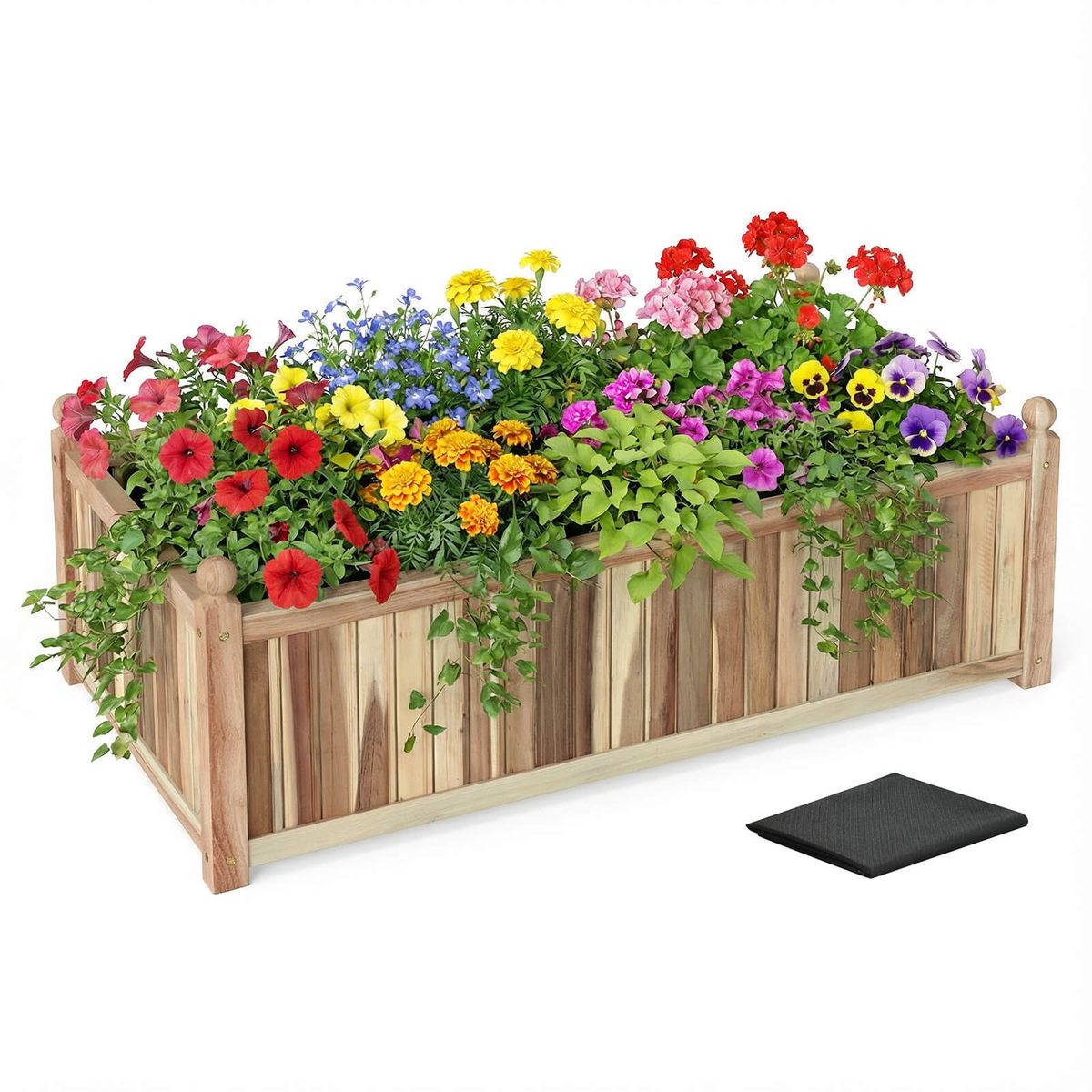 Natural Acacia Wood Rectangular Planter Box (1- or 2-Pack) - 1 PCS