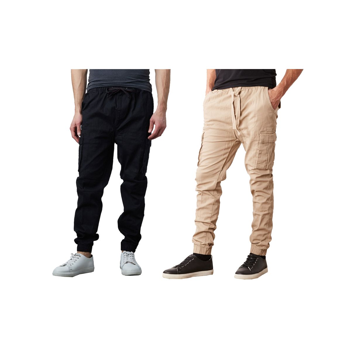 Men's Cotton Flex Stretch Cargo Jogger Pants (2-Pack) - J/MCJP-4750 - BK-KK - M