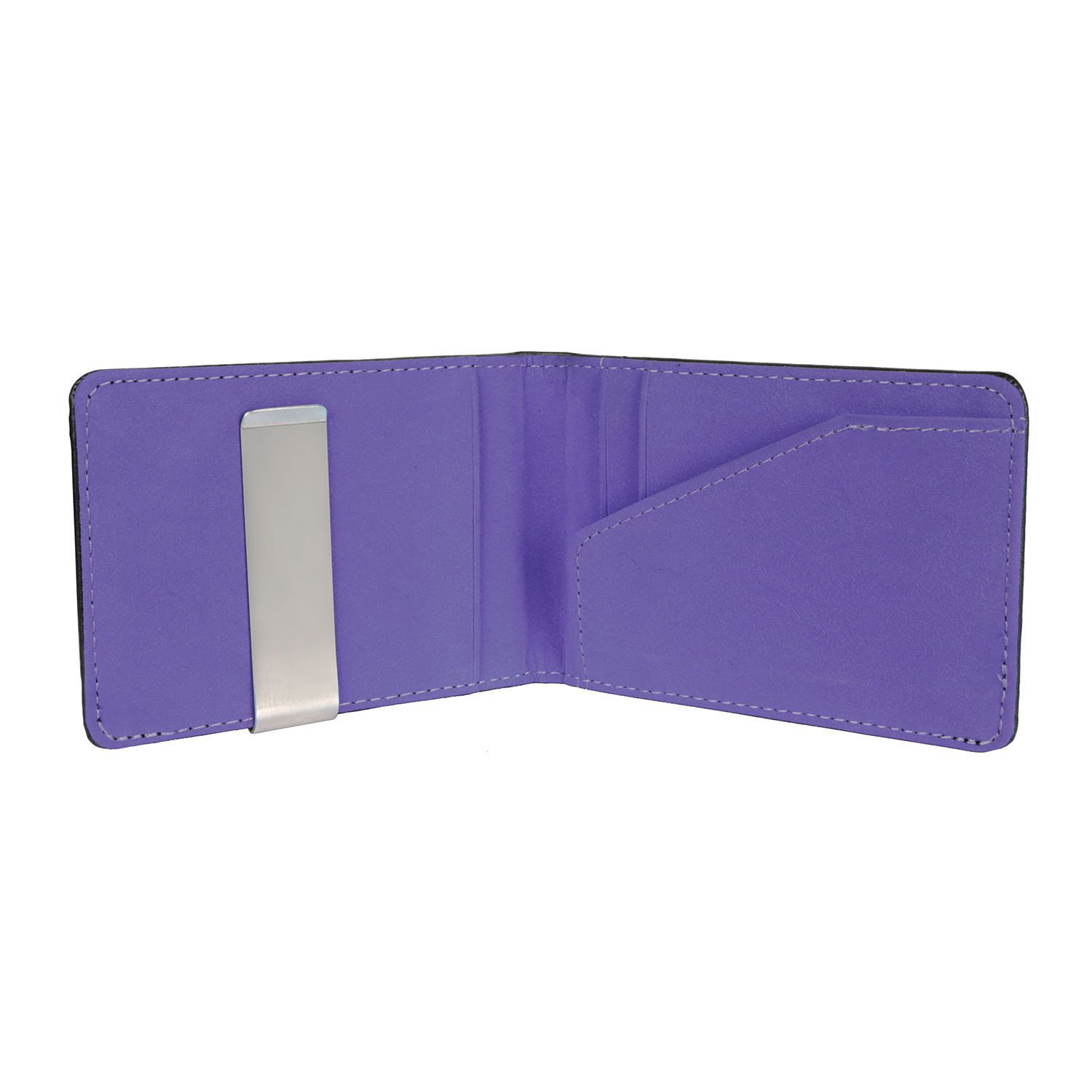 RFID Blocking Slim PU Leather Bifold Wallet with Money Clip - Purple