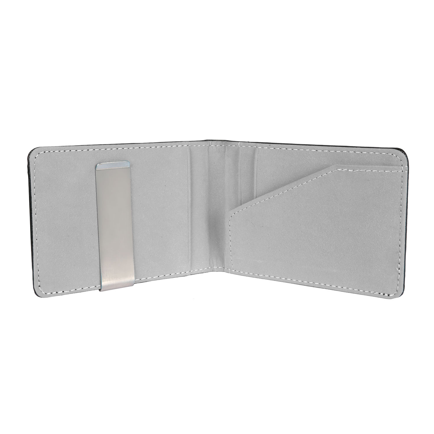 RFID Blocking Slim PU Leather Bifold Wallet with Money Clip - Grey
