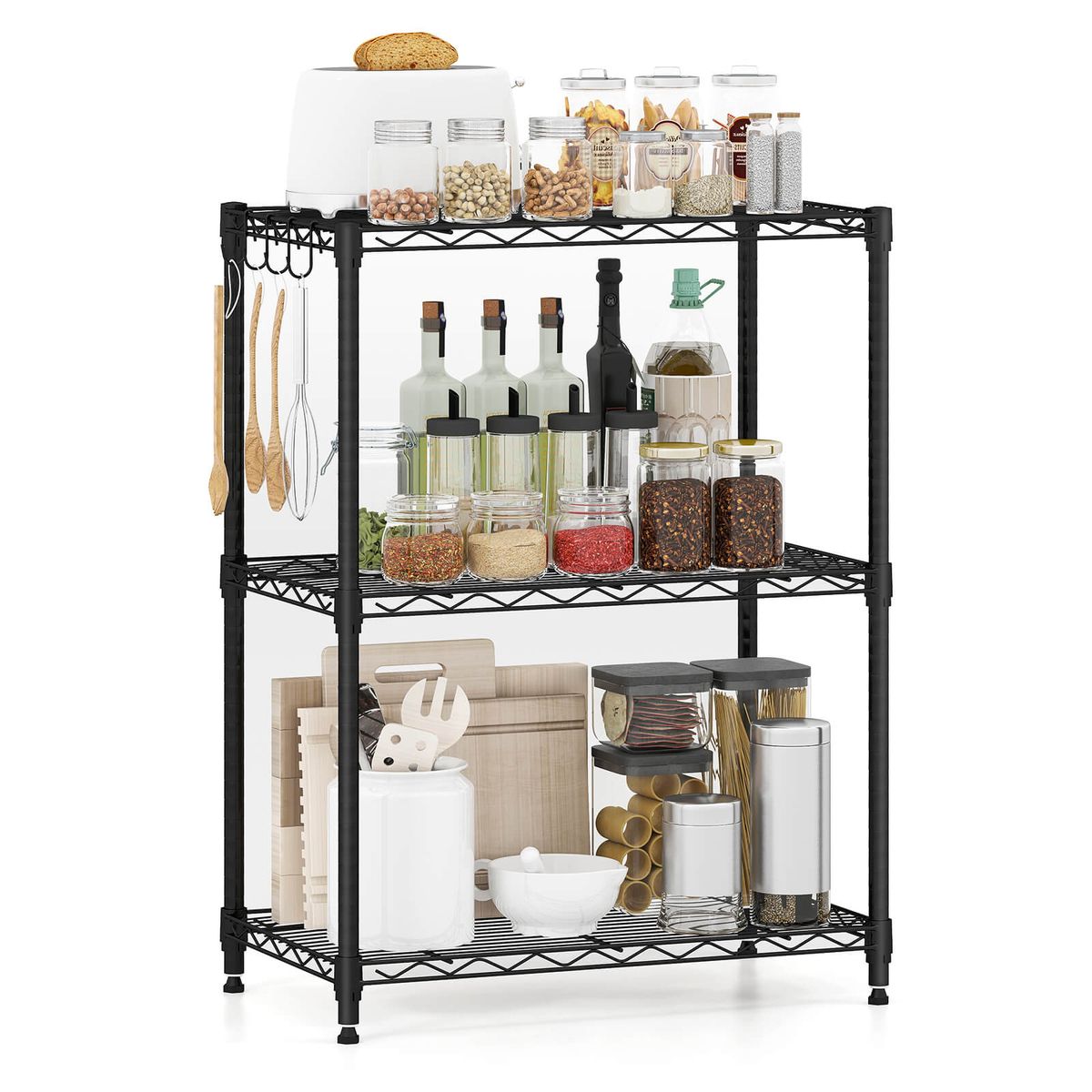 Metal Storage Shelving Unit (3-6 Tiers) - 3-Tier 450 LBS -1