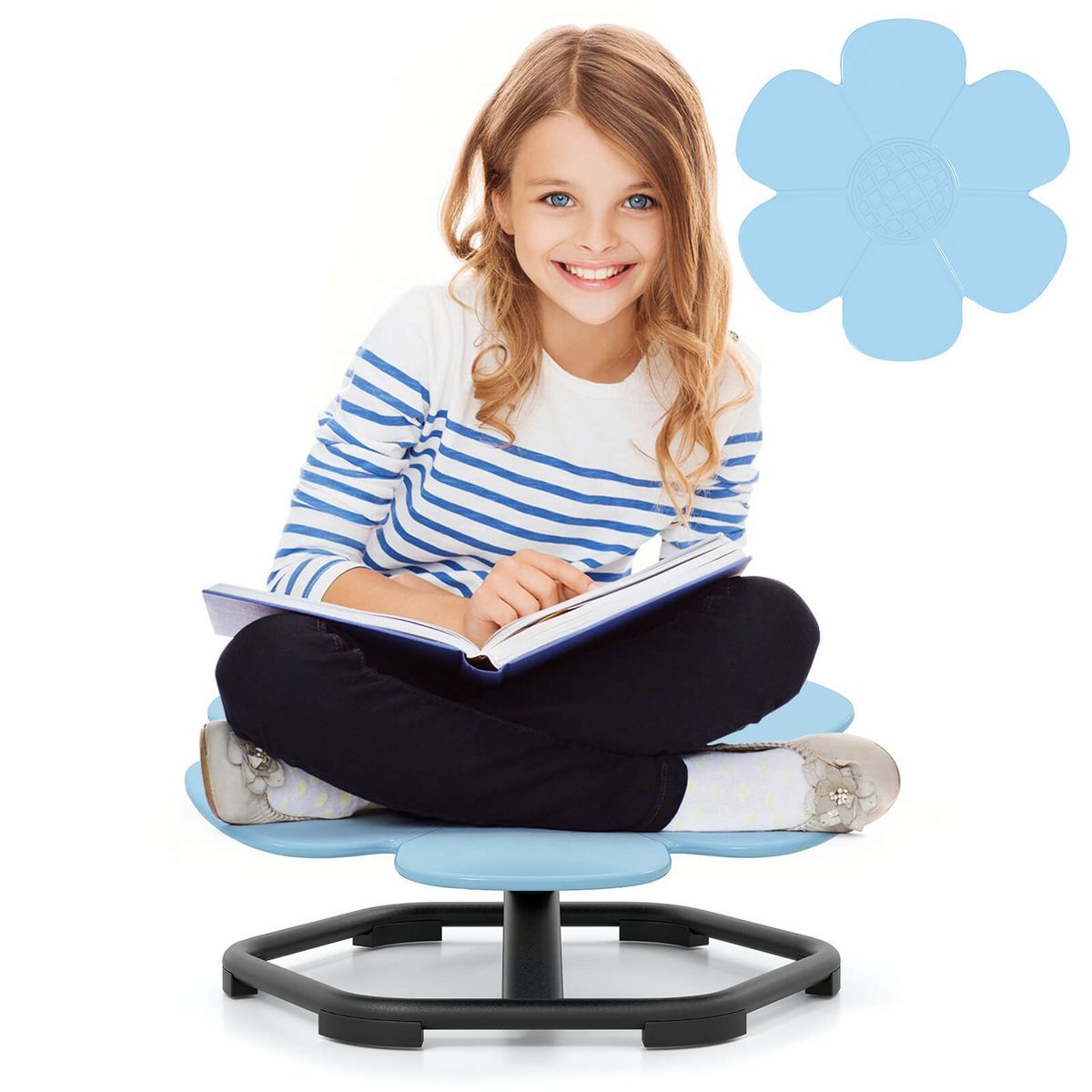 Kids' Sensory Swivel Chair with Non-Slip Metal Base - Swivel Chair-Blue