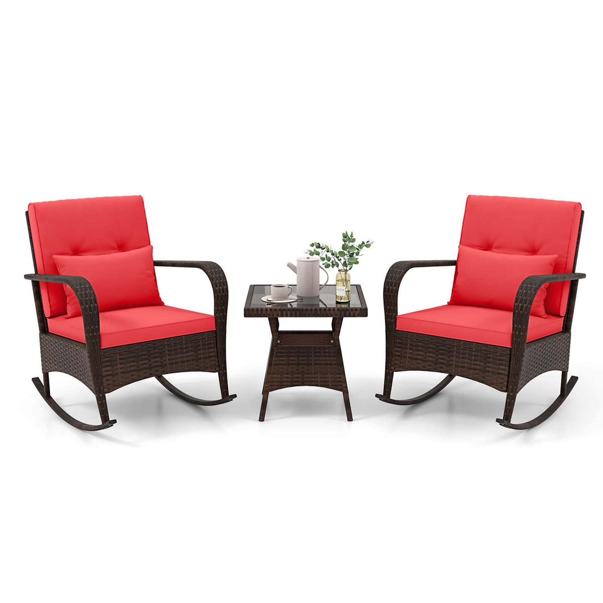 3-Piece Rocking Bistro Set with Removable Cushions - Rocking Bistro Set-RE