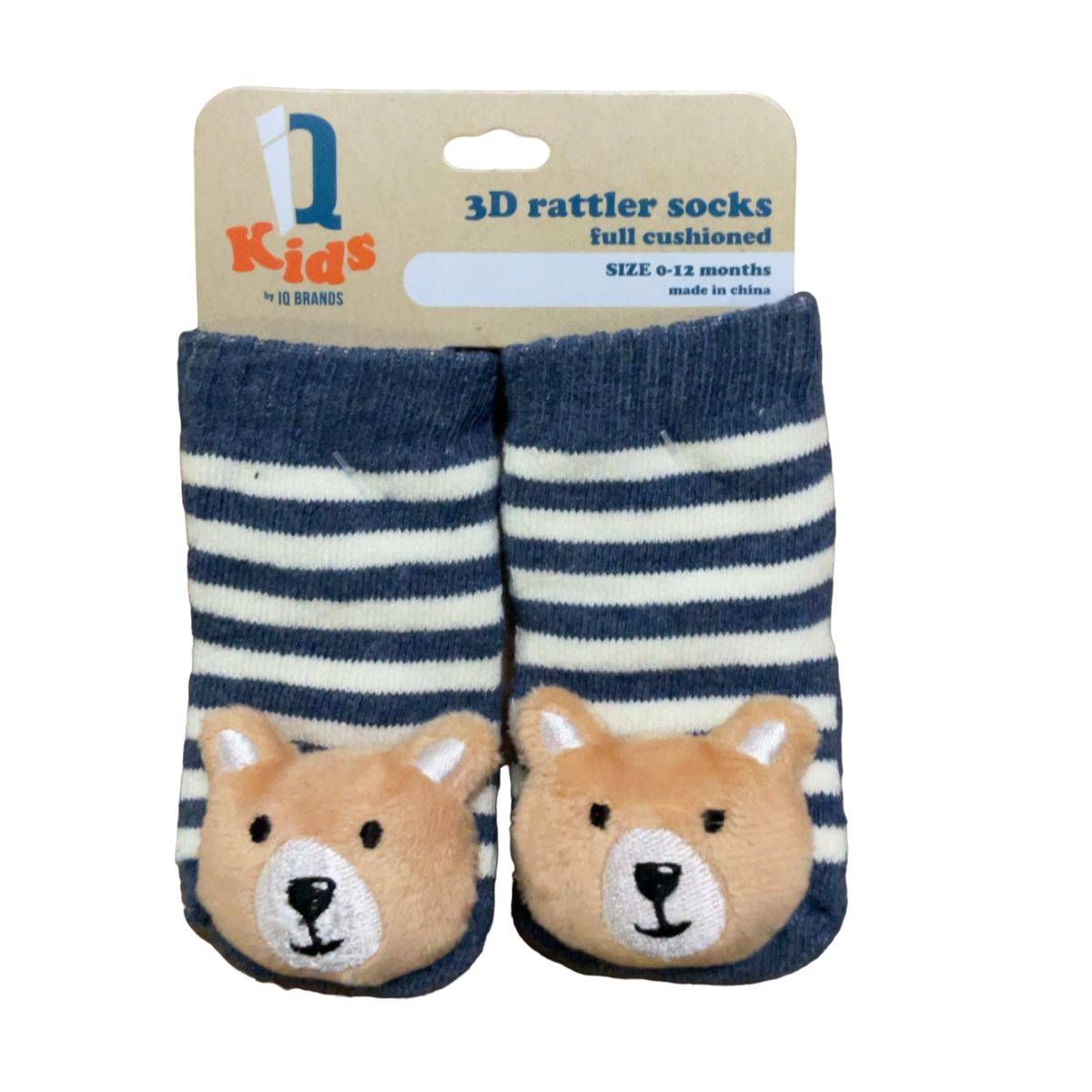 IQ Brands 3D Baby Rattle Socks - IQ Brands 3D Baby Rattle Socks, Bear
