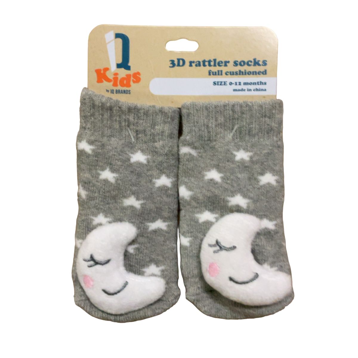 IQ Brands 3D Baby Rattle Socks - IQ Brands 3D Baby Rattle Socks, Moon