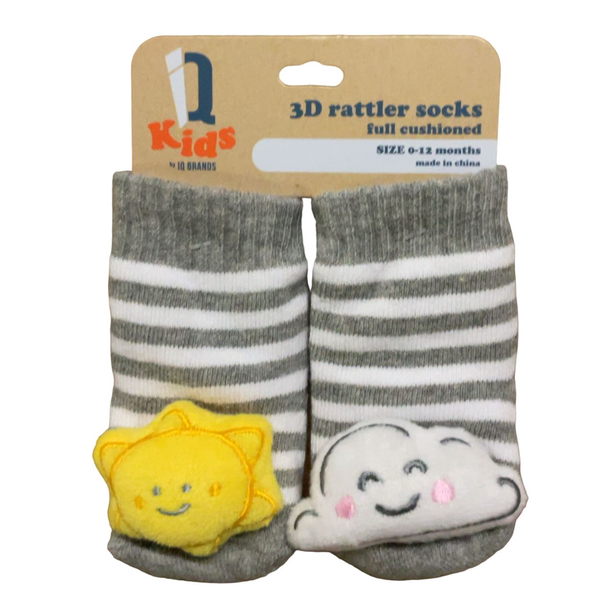IQ Brands 3D Baby Rattle Socks - IQ Brands 3D Baby Rattle Socks, Sun