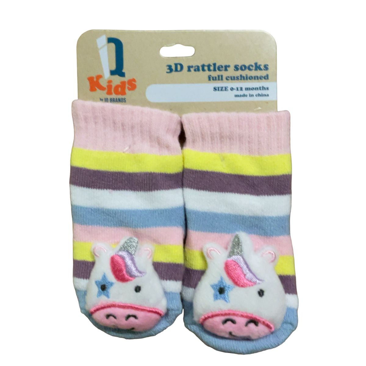 IQ Brands 3D Baby Rattle Socks - IQ Brands 3D Baby Rattle Socks, Unicorn