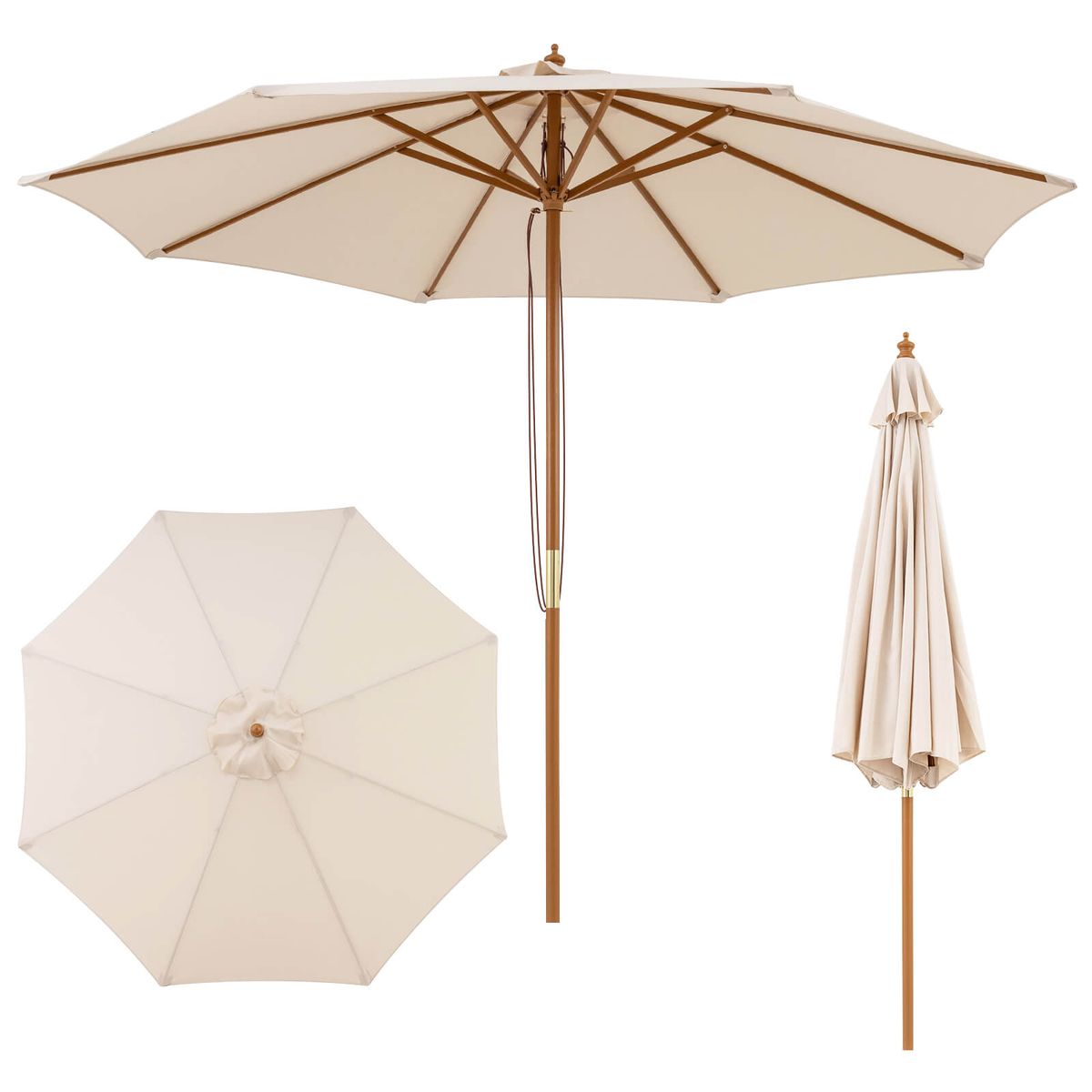 Adjustable Height Patio Umbrella  - Beige