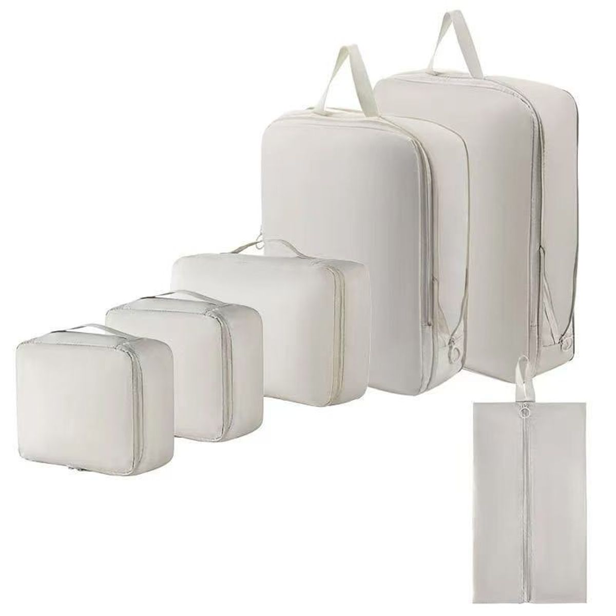 Large Travel Compression Bags (6-Pieces) - Beige