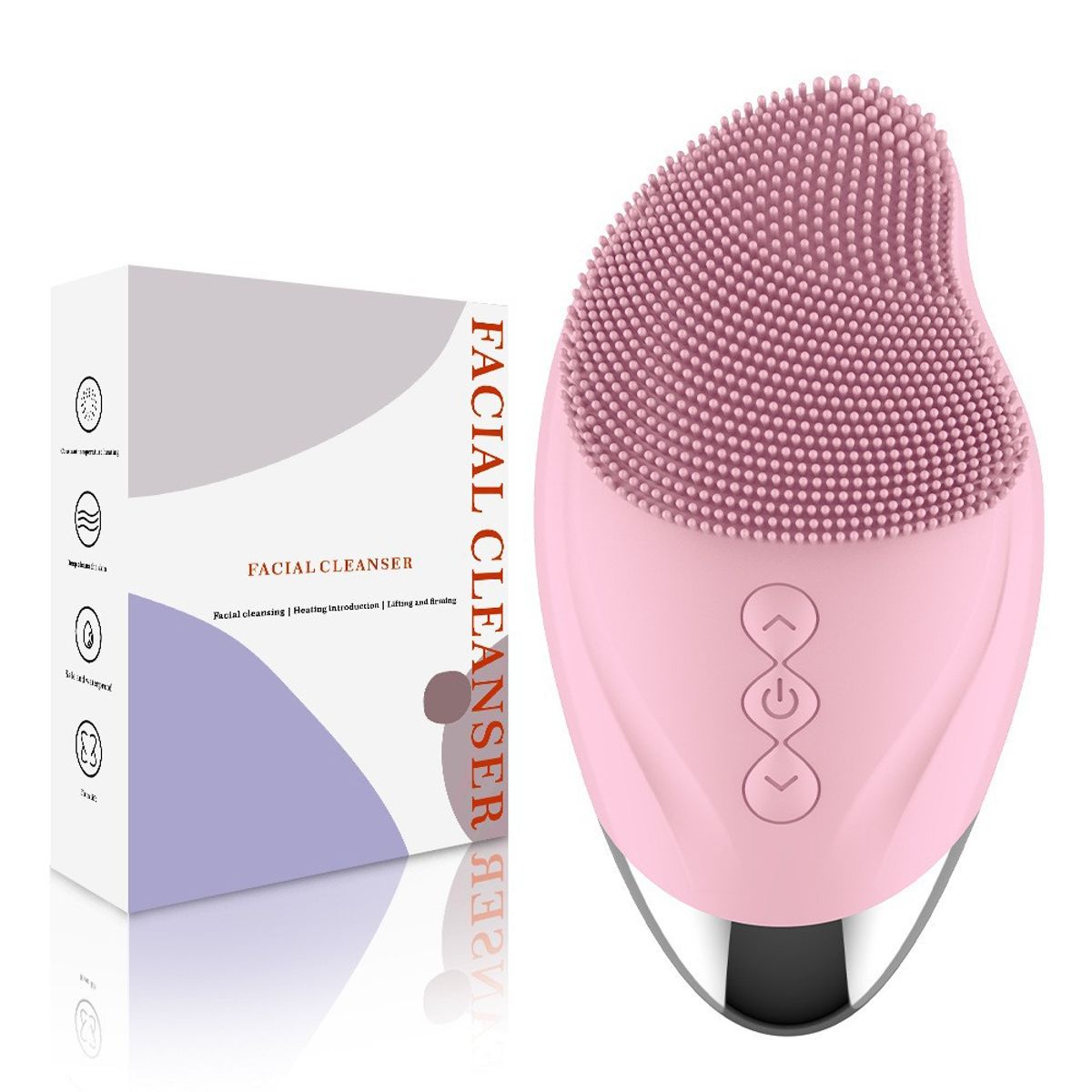 Electric Waterproof Silicone Face Scrubber - Pink