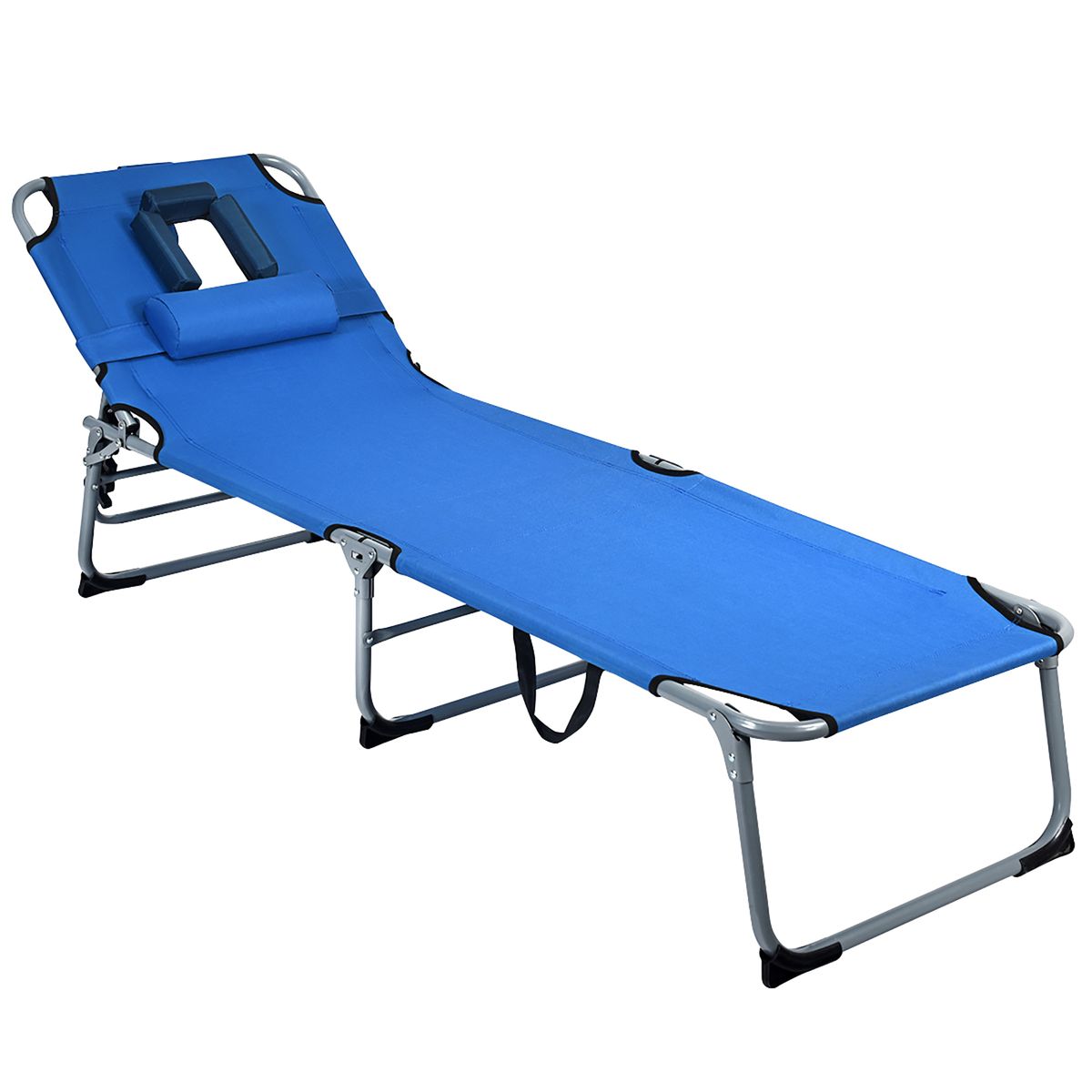 Outdoor Folding Chaise Lounge Chair - Blue