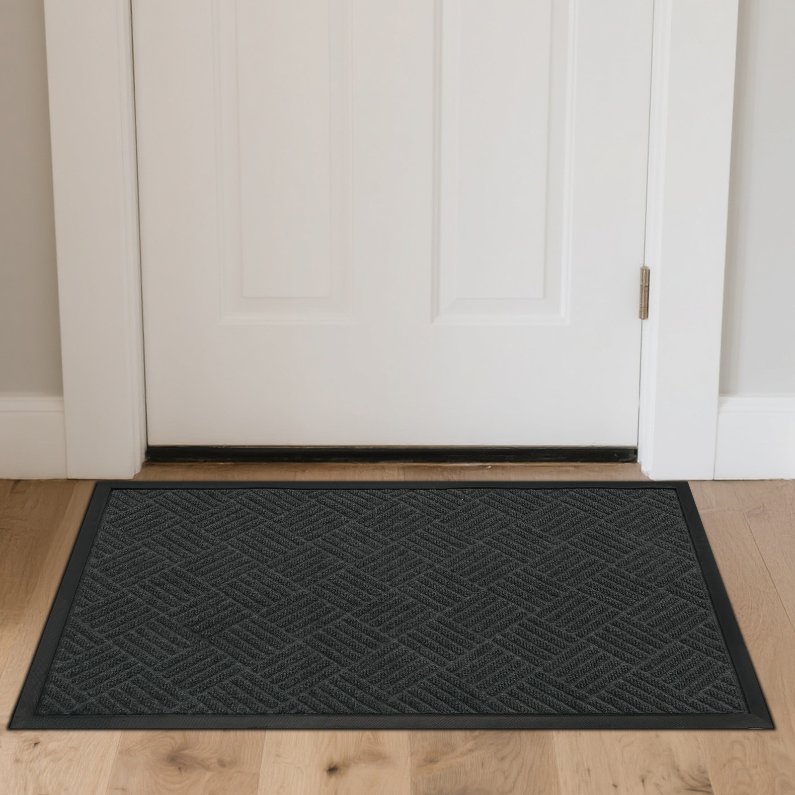 Black Rubber Front Door Mat - 30" x 17"
