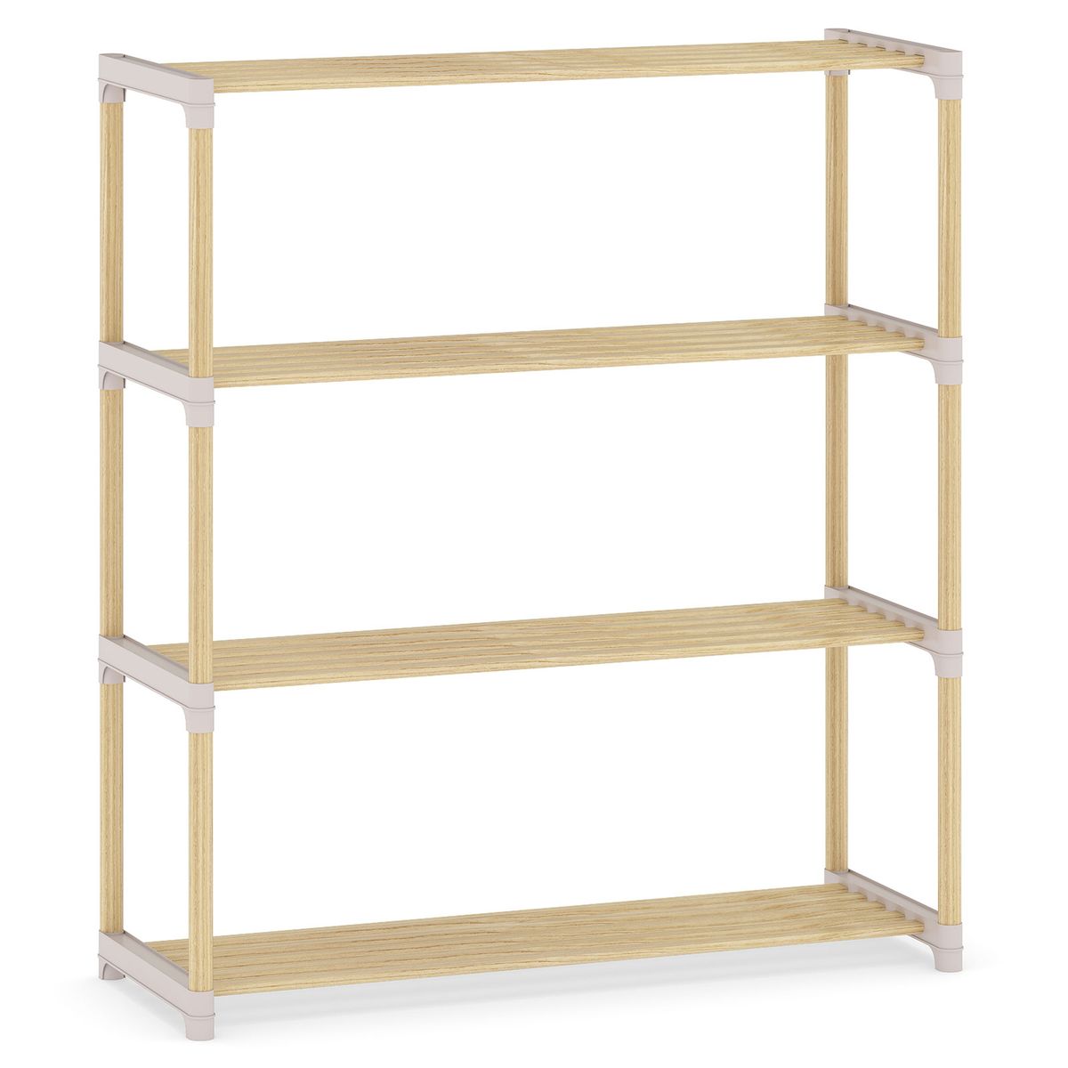3/4-Tier Solid Wood Shoe Shelf Stand with Slatted Shelves - 4-Tier-28"