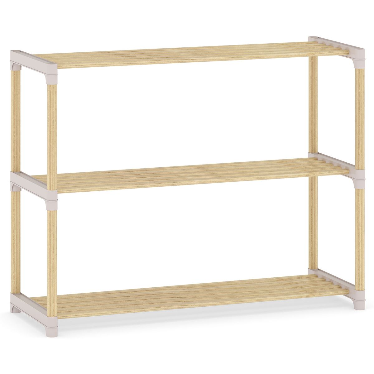 3/4-Tier Solid Wood Shoe Shelf Stand with Slatted Shelves - 3-Tier-28"