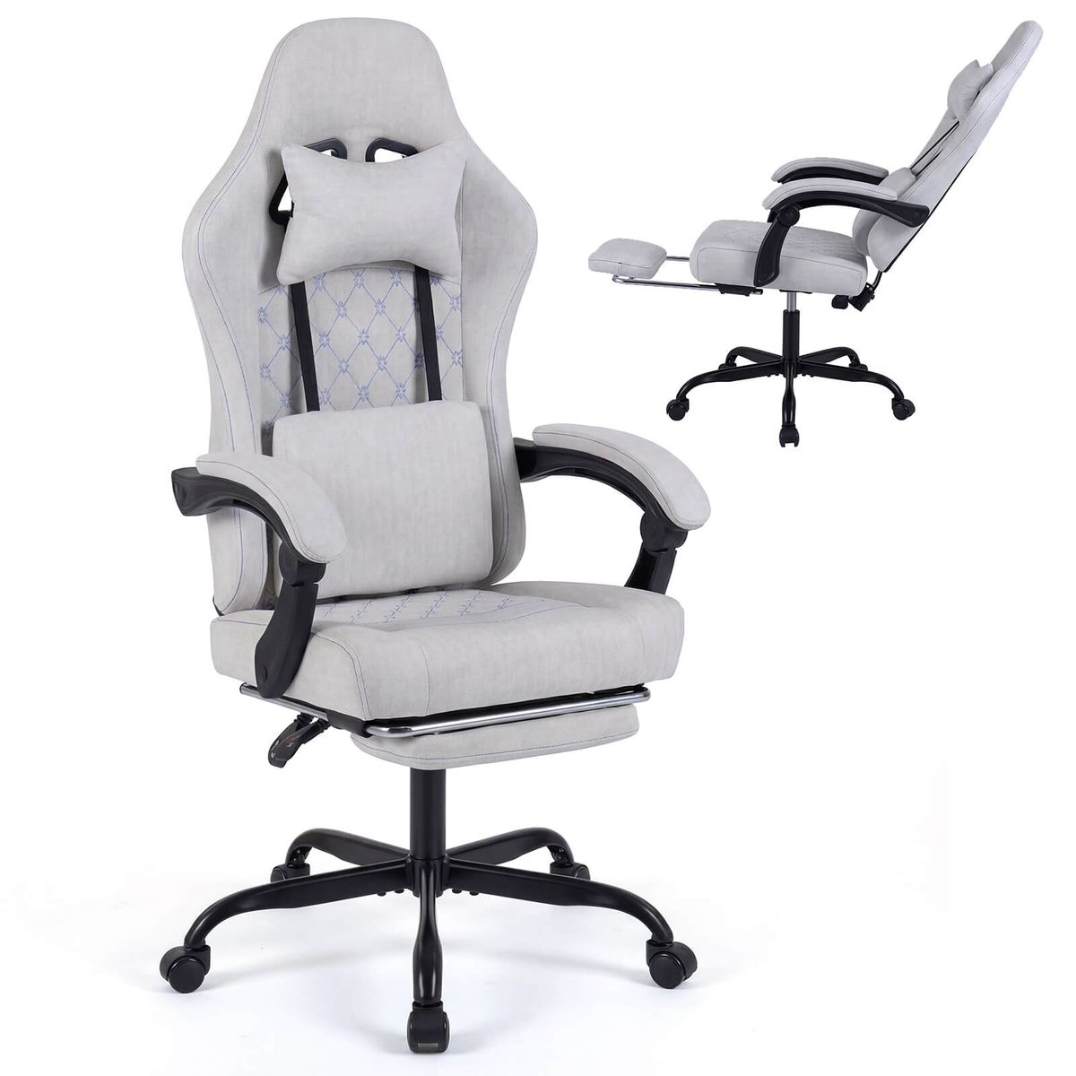 Adjustable Computer Chair with 90&deg;-135&deg; Reclining Backrest - Gray