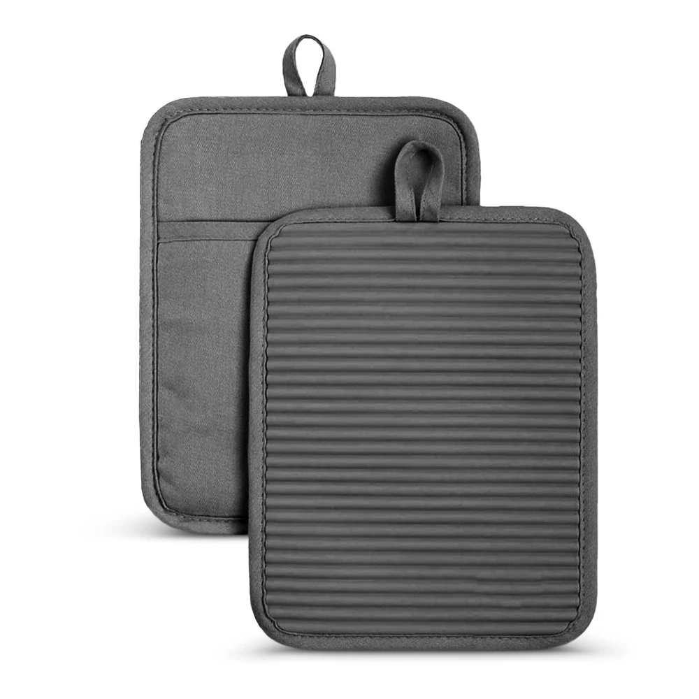 Silicone Heat-Resistant Pot Holders (2-Pack) - Dark gray