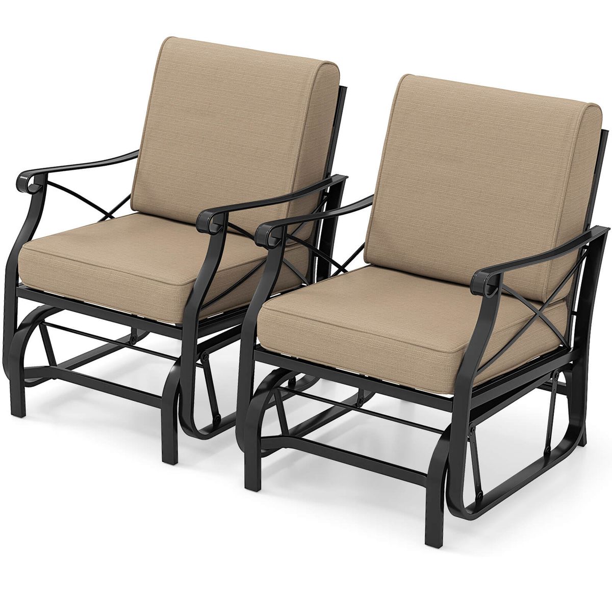 Outdoor Glider Rocking Chair with 105&deg; Inclined Backrest - 2-Piece