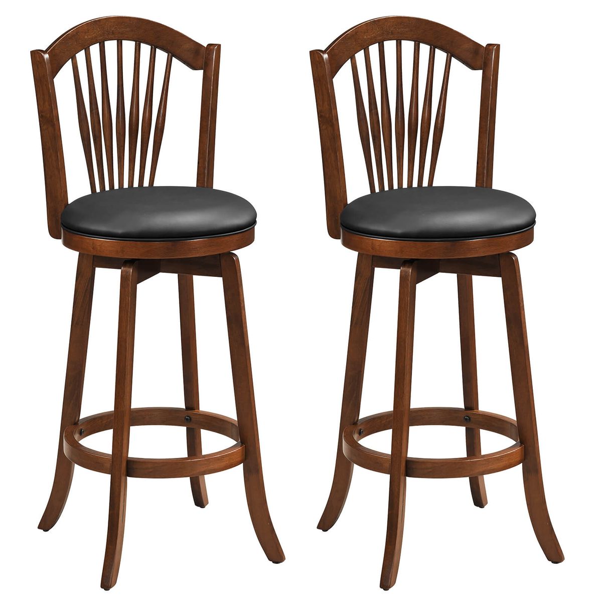 31” Bar Height Barstools with Backrest and Footrests - Set of 2