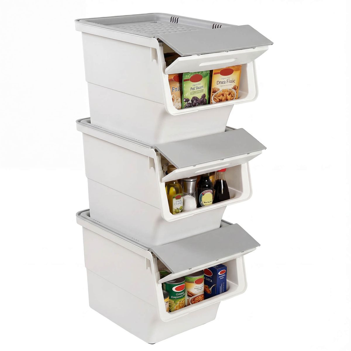 Storage Bins (3 Piece Set) - White + Gray