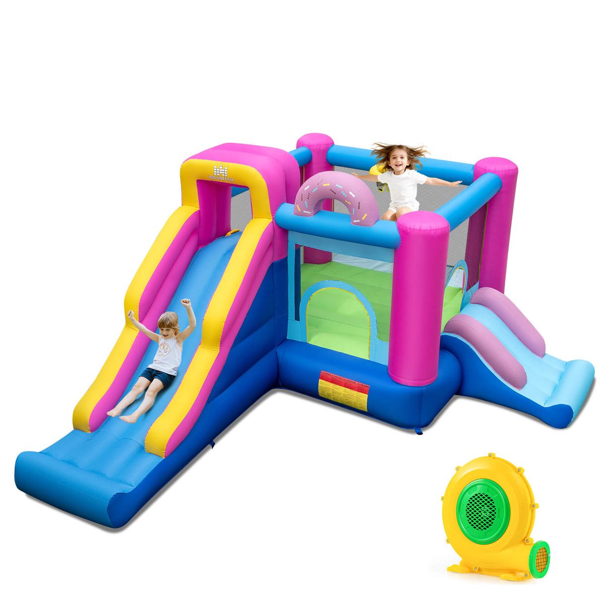 Doughnut-Themed Inflatable Bounce House - 680W Blower
