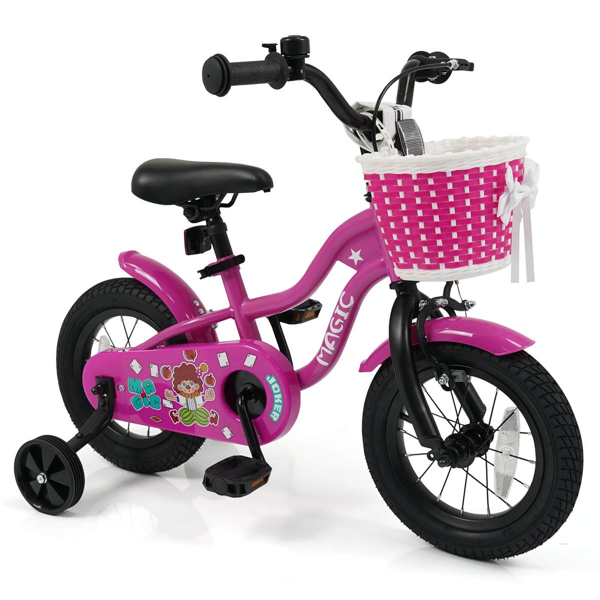 Children's Bike with Training Wheels and Adjustable Saddle - Rosy-14”