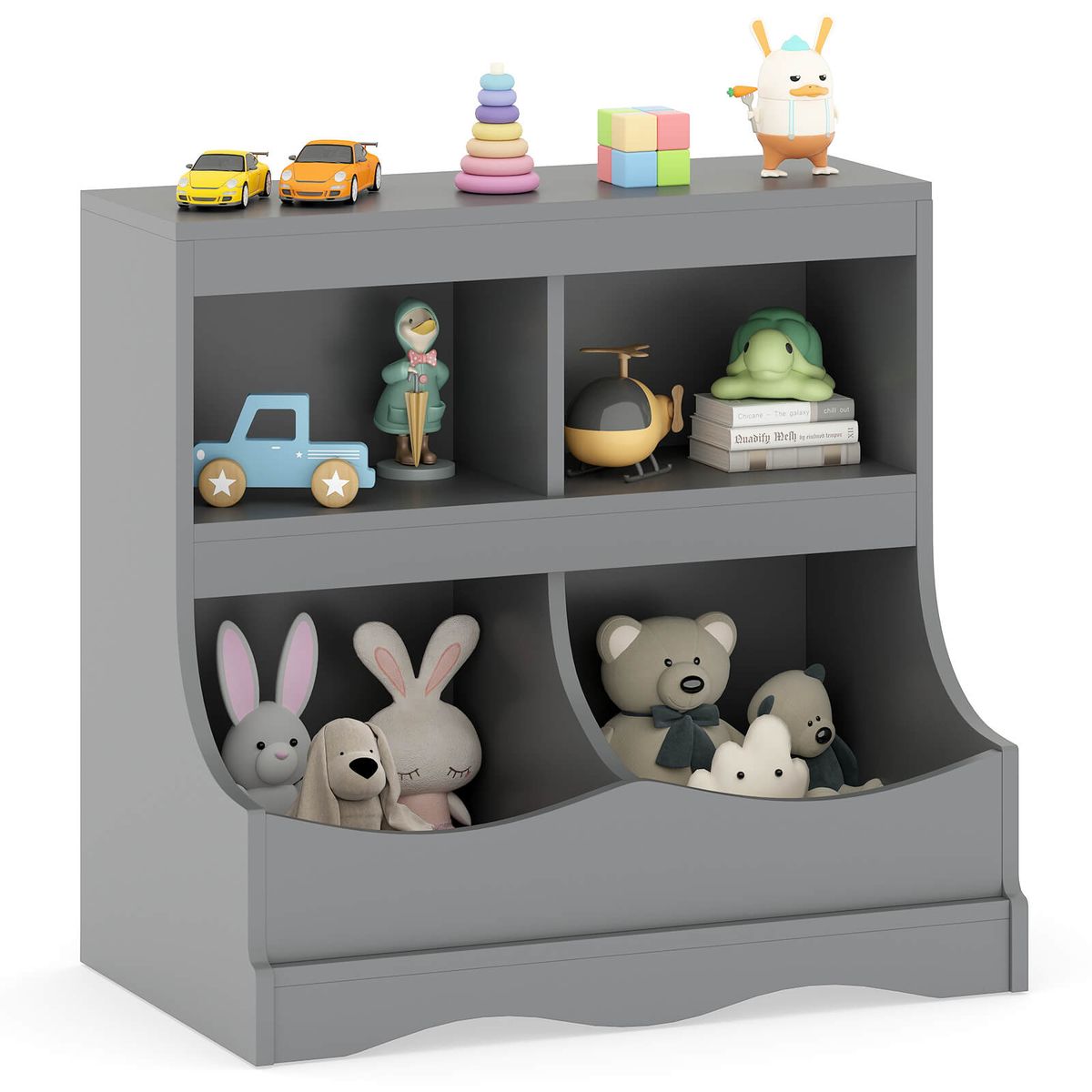 Kids Toy Storage Organizer for Toys and Books - Gray